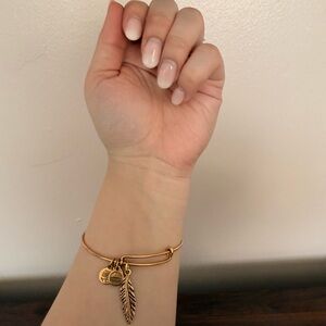 ALEX & ANI Gold Feather Bangle Bracelet